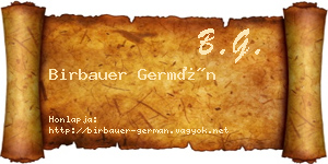 Birbauer Germán névjegykártya